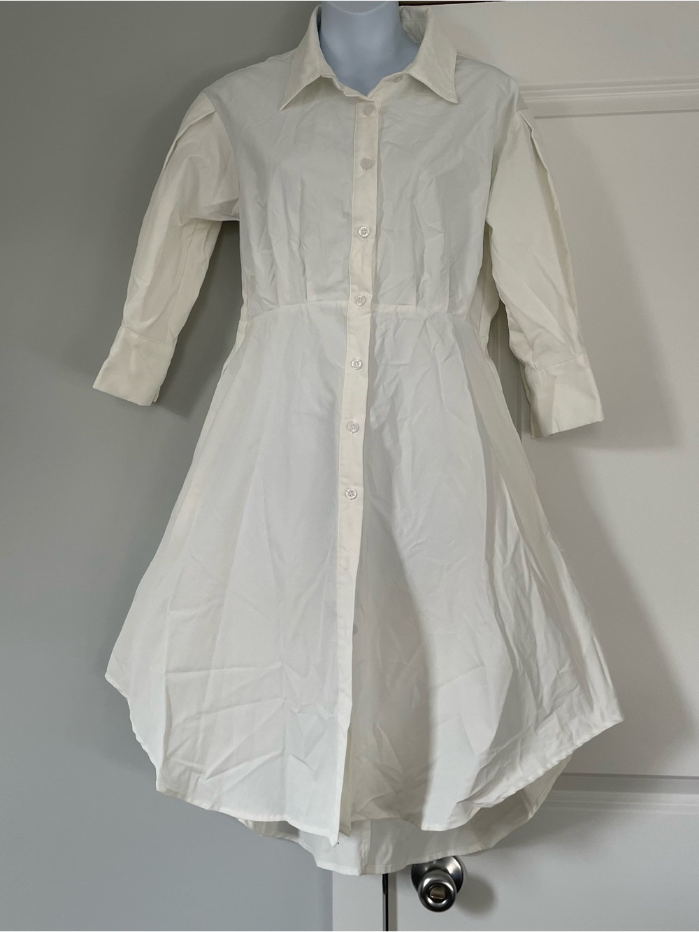 Gracia White Asymmetrical Shirt Dress M